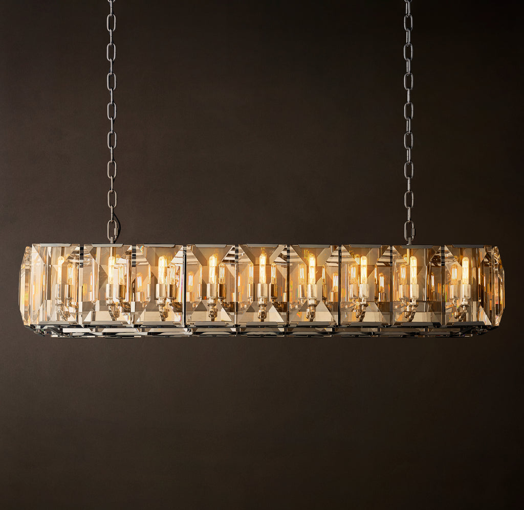 Signature Harlow Crystal Rectangular Chandelier – 62" Polished Stainless Steel