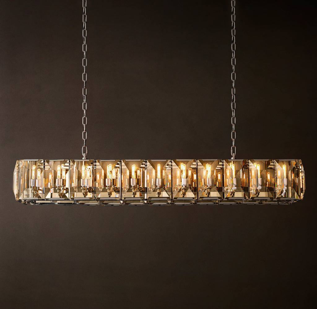 Signature Harlow Crystal Rectangular Chandelier – 74" Polished Stainless Steel