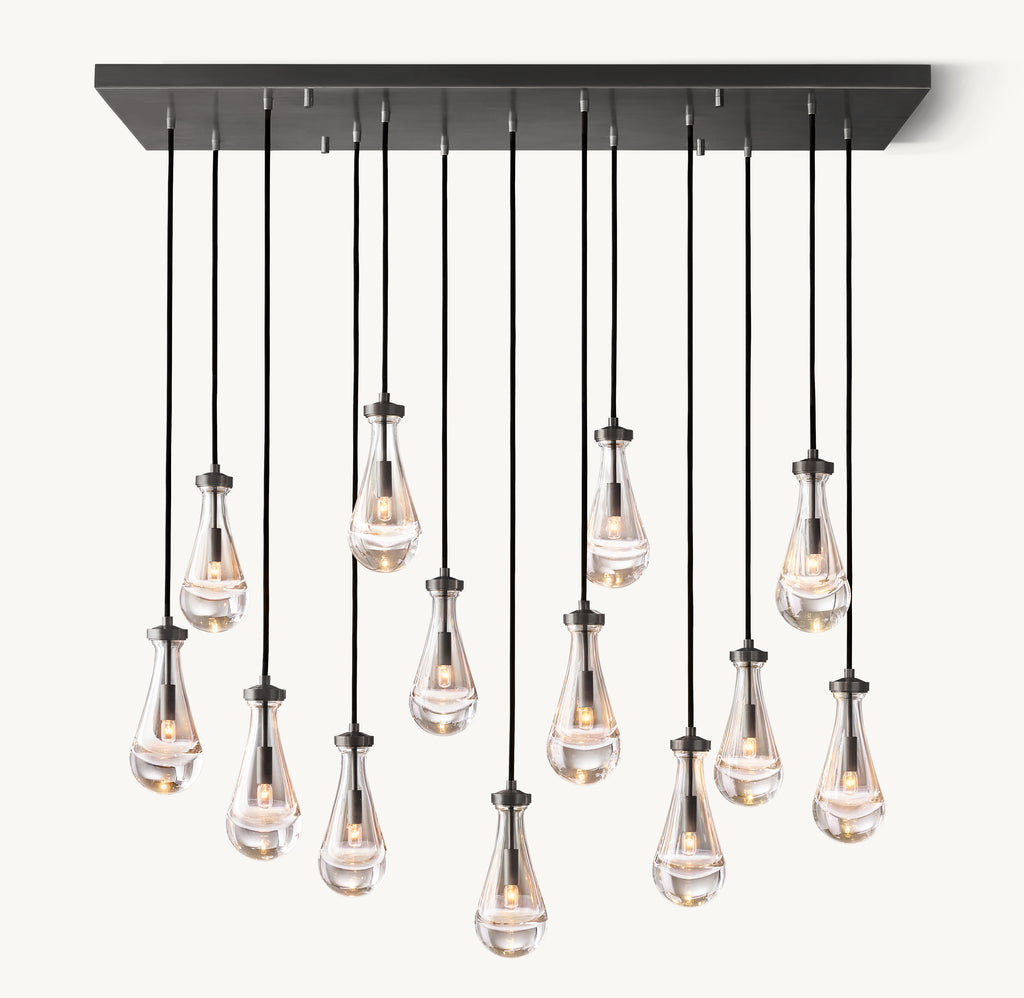 Signature Rain Rectangular Chandelier, alternate view