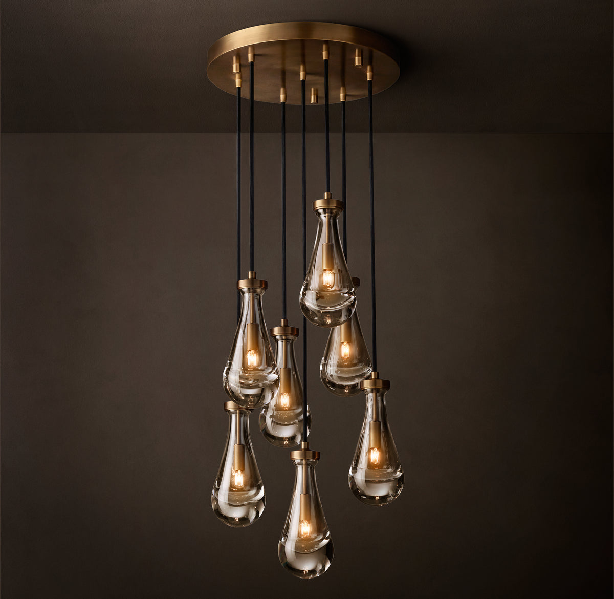 Signature Rain Round Chandelier – 18" Vintage Brass