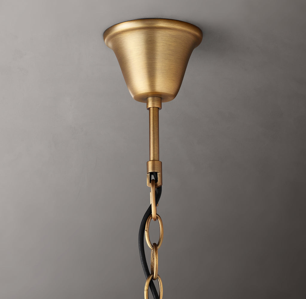 Sculptural 19th C. Rococo Iron & Crystal Round Chandelier – 33" Antiqued Brass/Clear Crystal