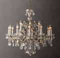 Sculptural 19th C. Rococo Iron & Crystal Round Chandelier