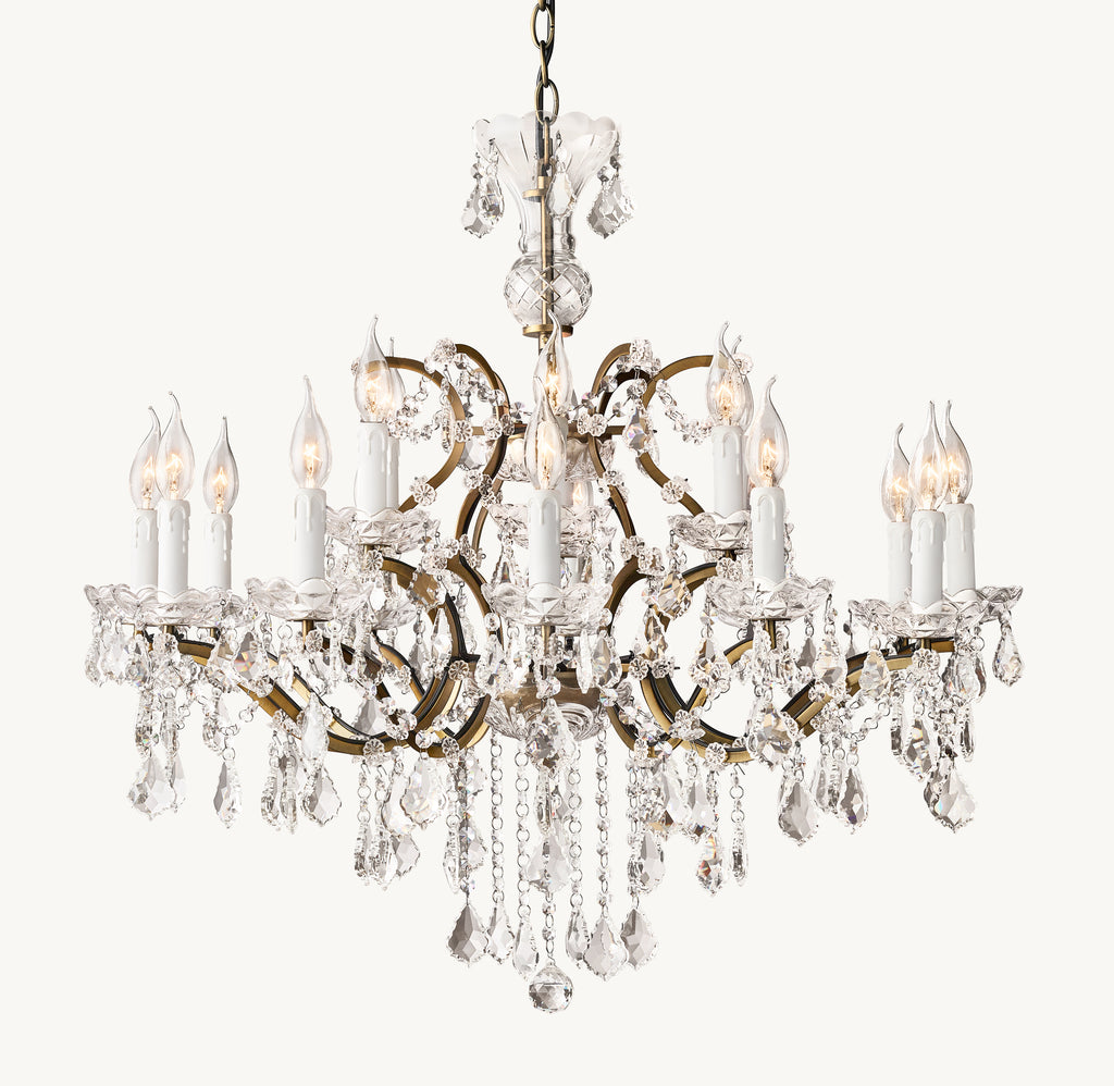 Sculptural 19th C. Rococo Iron & Crystal Round Chandelier, alternate view