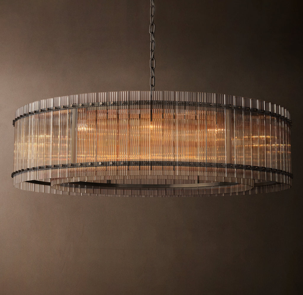 Sculptural San Marco Glass Round Chandelier – 60" Bronze