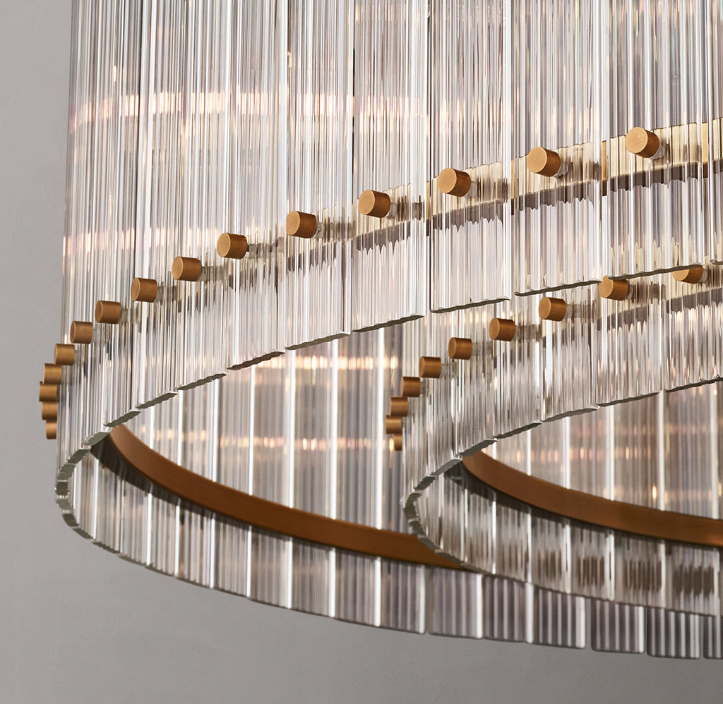 Sculptural San Marco Glass Round Chandelier – 60" Antiqued Brass