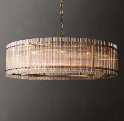 Sculptural San Marco Glass Round Chandelier – 60" Antiqued Brass