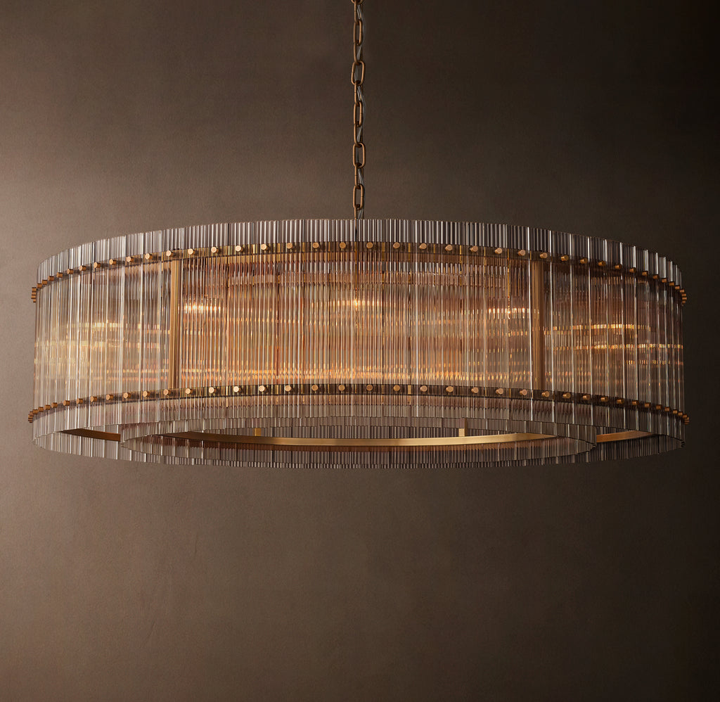 Sculptural San Marco Glass Round Chandelier – 60" Antiqued Brass
