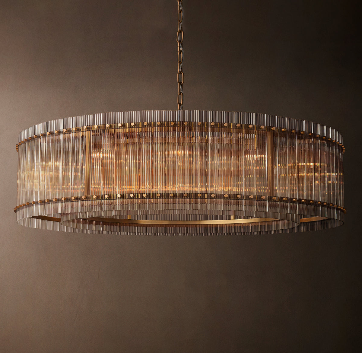 Sculptural San Marco Glass Round Chandelier – 60" Antiqued Brass