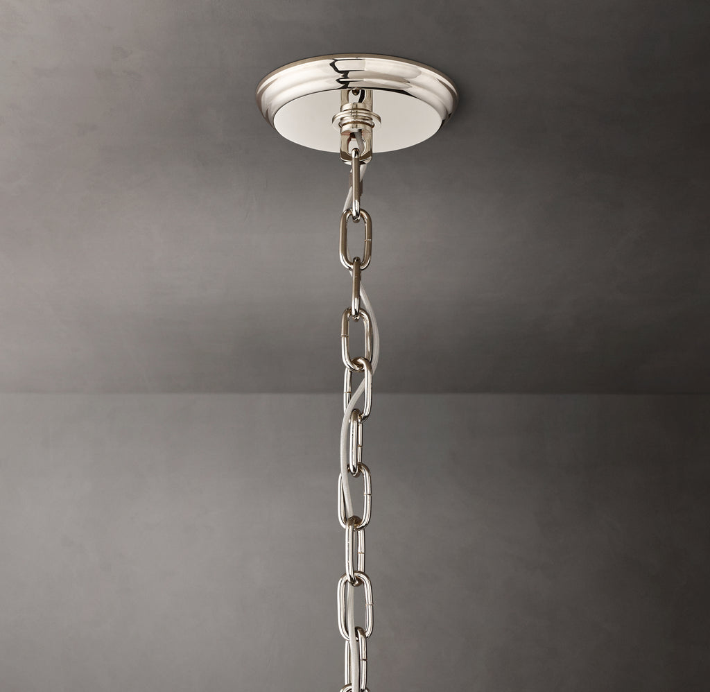 Sculptural San Marco Glass Round Chandelier – 60" Polished Nickel