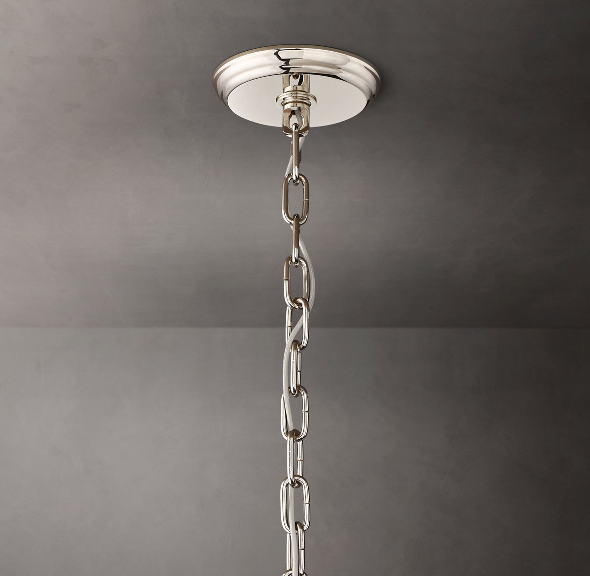 Sculptural San Marco Glass Round Chandelier – 60" Polished Nickel