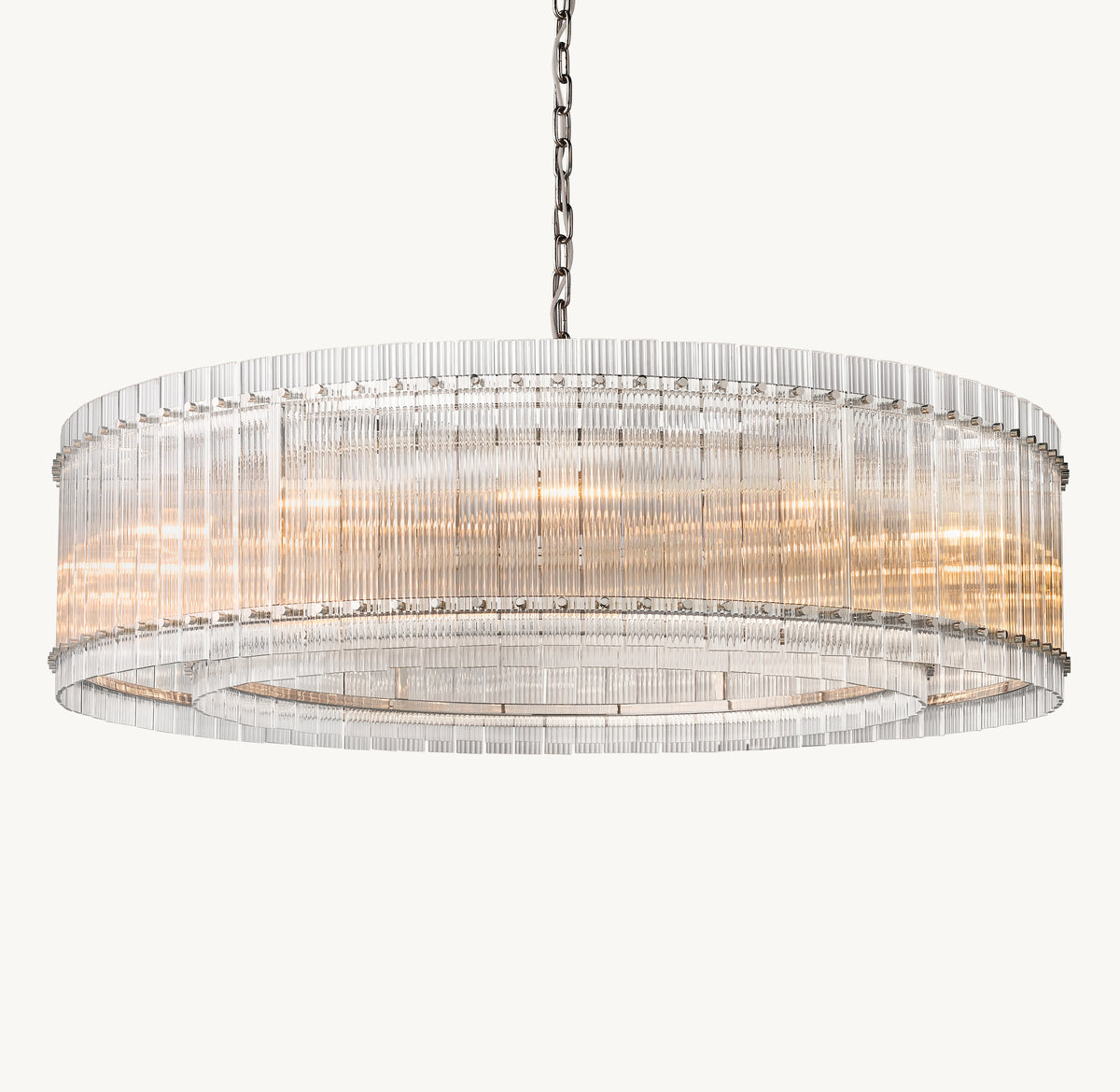 Sculptural San Marco Glass Round Chandelier – 60" Polished Nickel