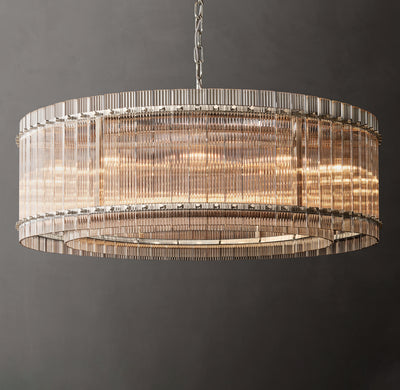 Sculptural San Marco Glass Round Chandelier – 48" Polished Nickel