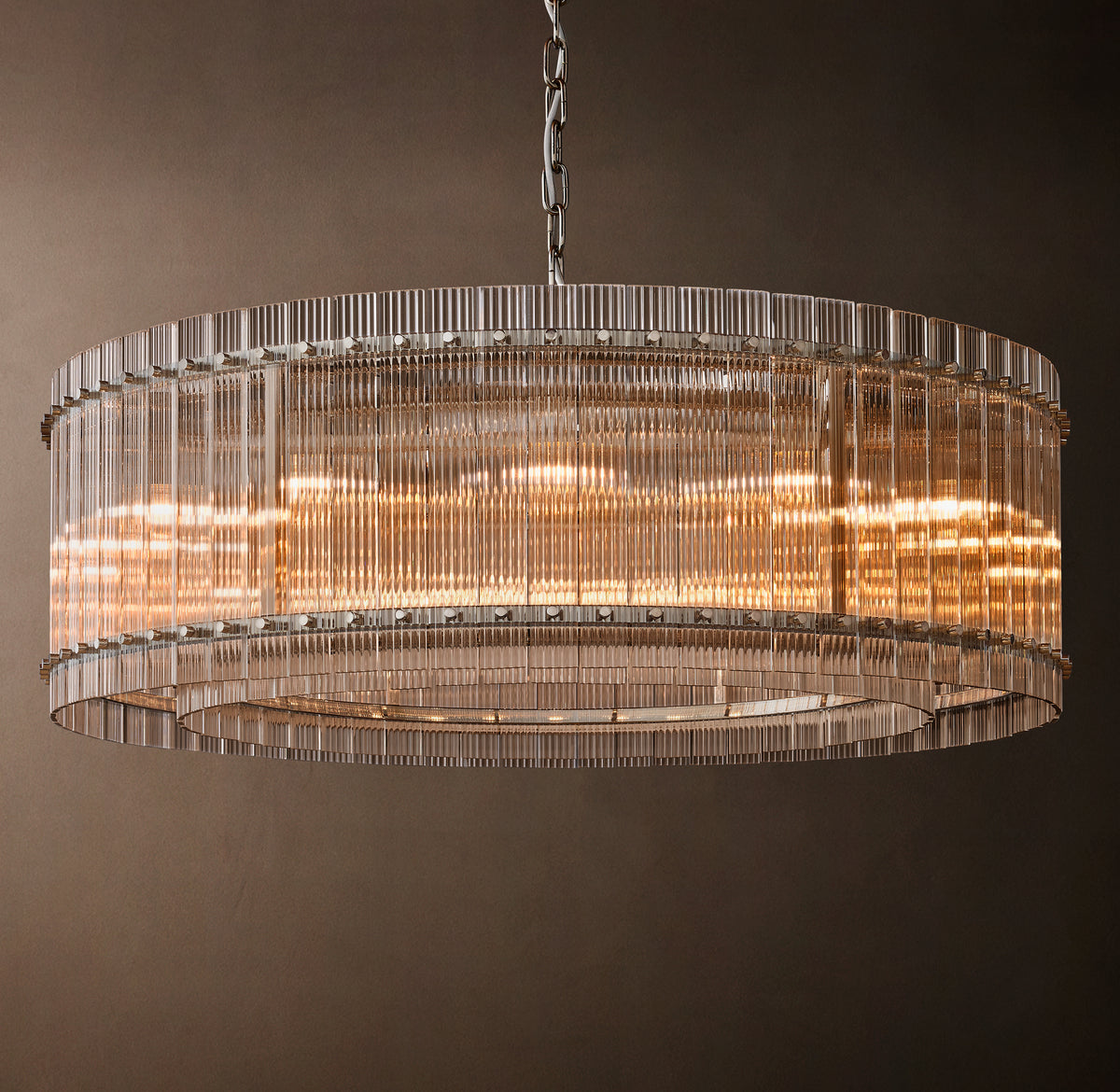 Sculptural San Marco Glass Round Chandelier – 48" Polished Nickel