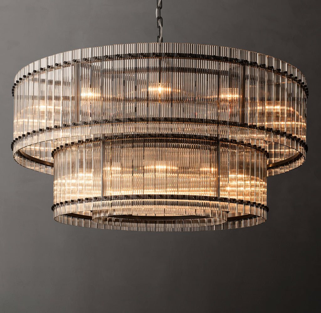 Sculptural San Marco Glass Two-Tier Round Chandelier
