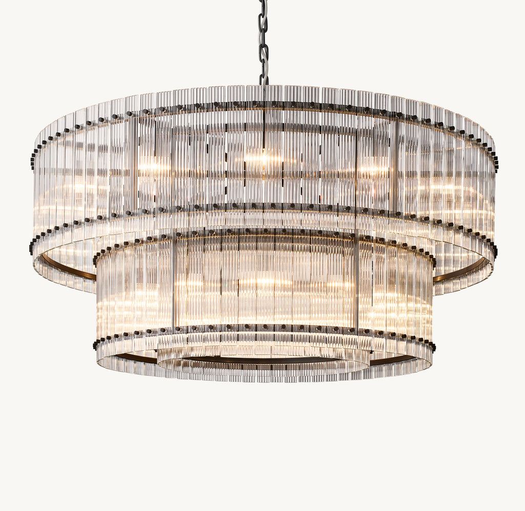Sculptural San Marco Glass Two-Tier Round Chandelier, alternate view