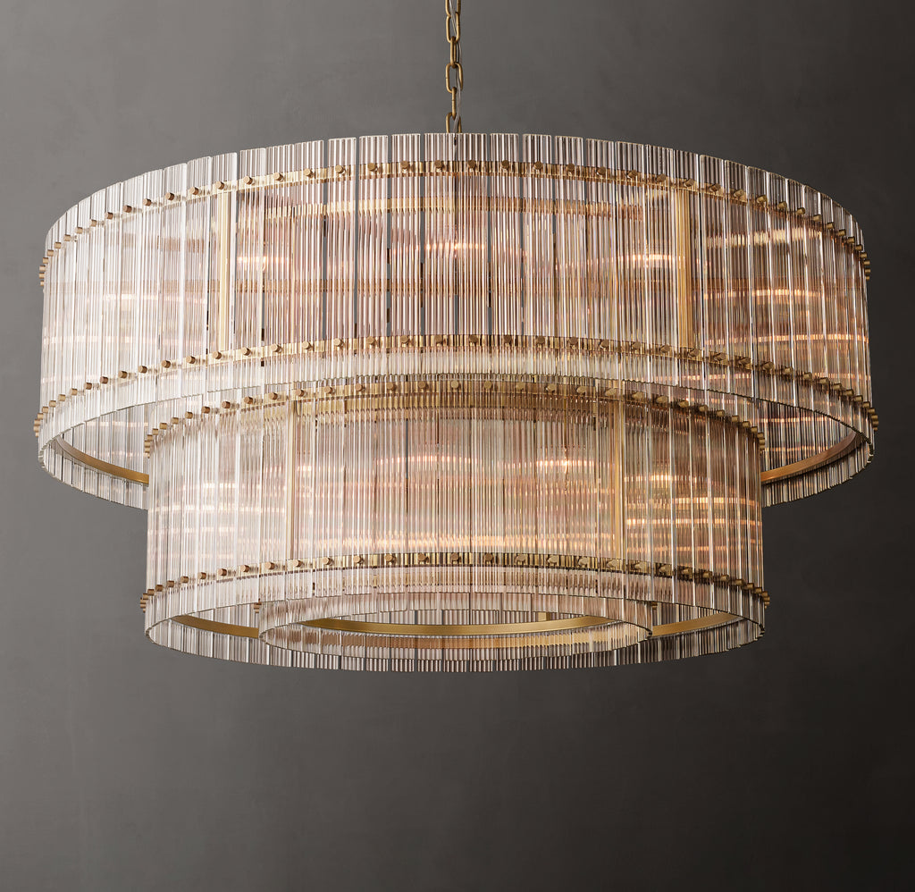 Sculptural San Marco Glass Two-Tier Round Chandelier