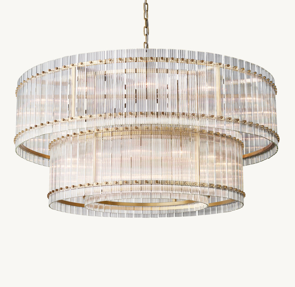 Sculptural San Marco Glass Two-Tier Round Chandelier, alternate view