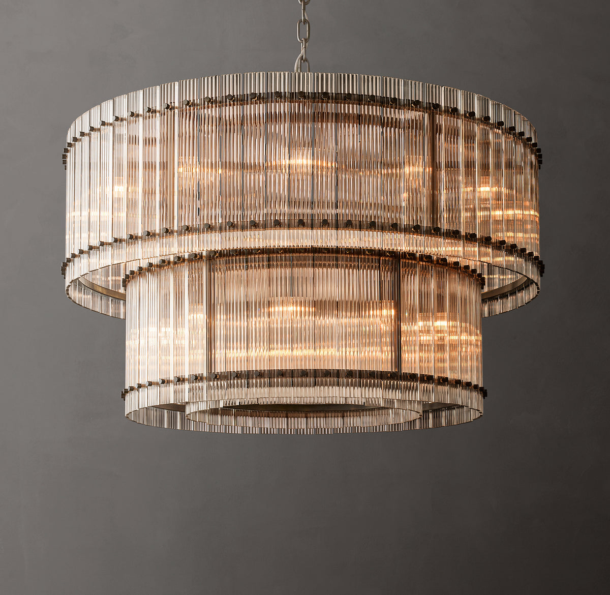 Sculptural San Marco Glass Two-Tier Round Chandelier