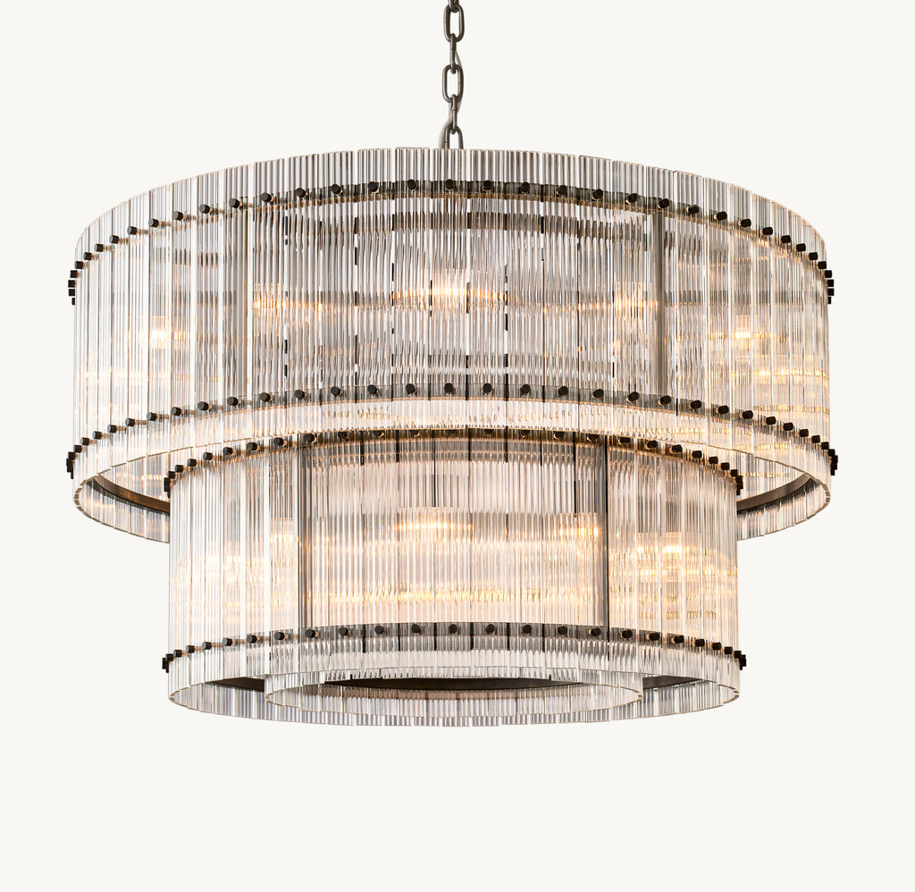 Sculptural San Marco Glass Two-Tier Round Chandelier, alternate view