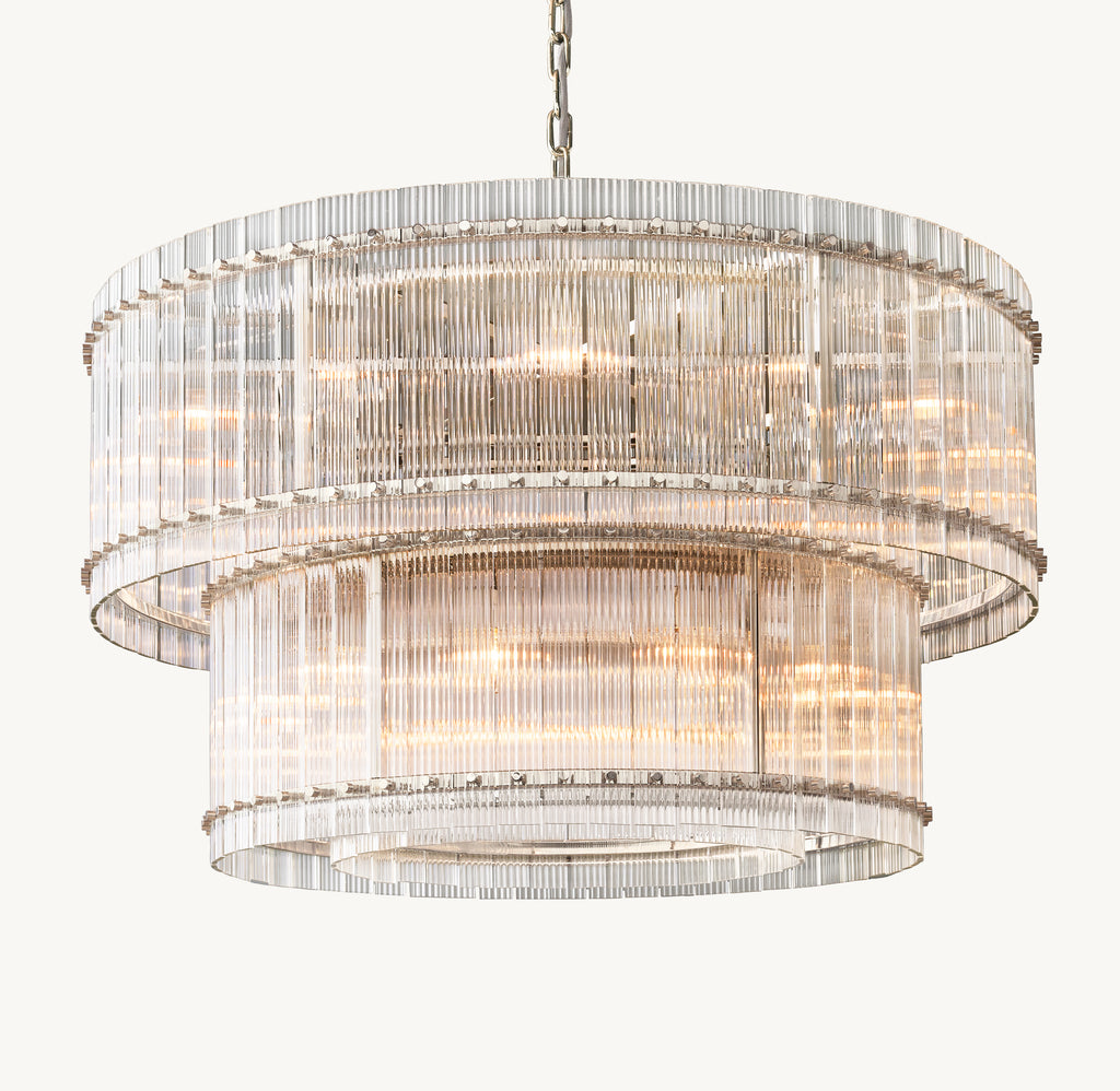 Sculptural San Marco Glass Two-Tier Round Chandelier, alternate view