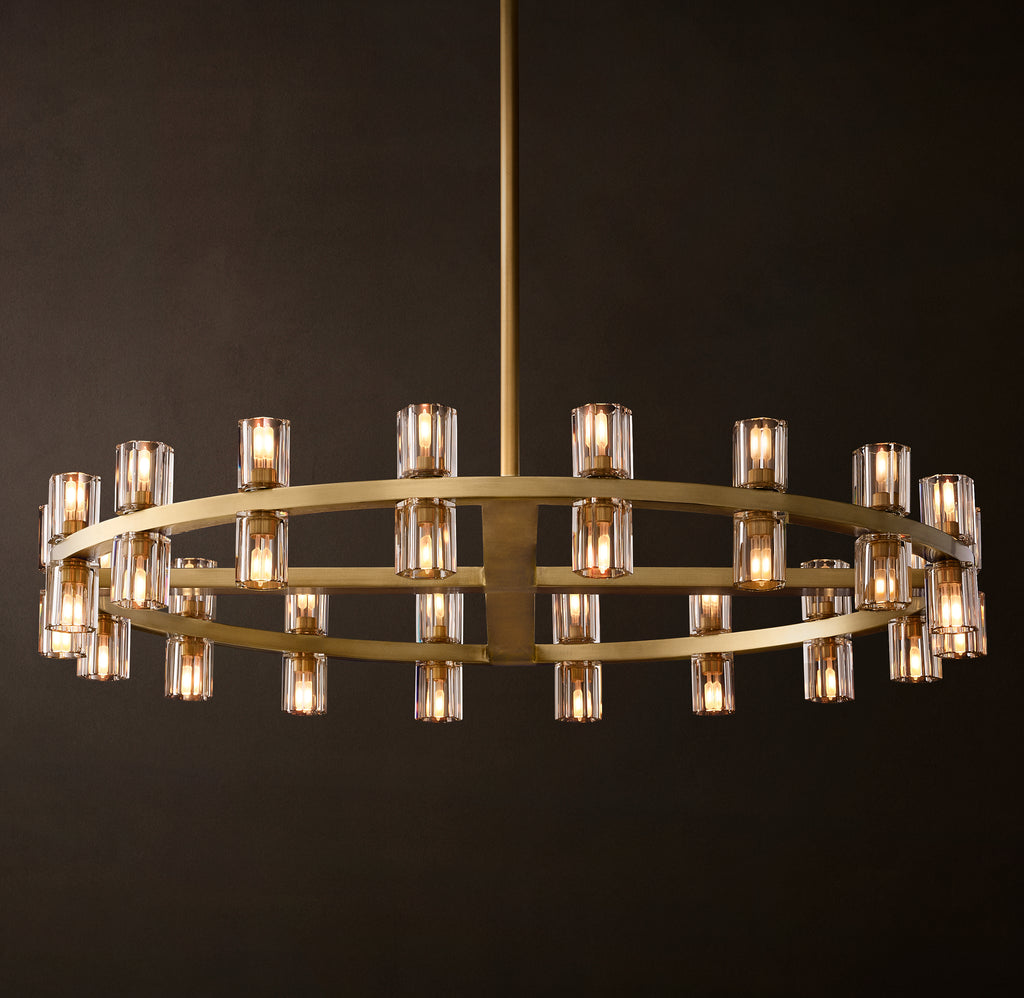 Artisan Arcachon LED Round Chandelier – 36" Lacquered Burnished Brass