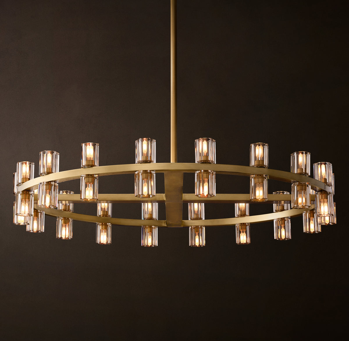 Artisan Arcachon LED Round Chandelier – 36" Lacquered Burnished Brass
