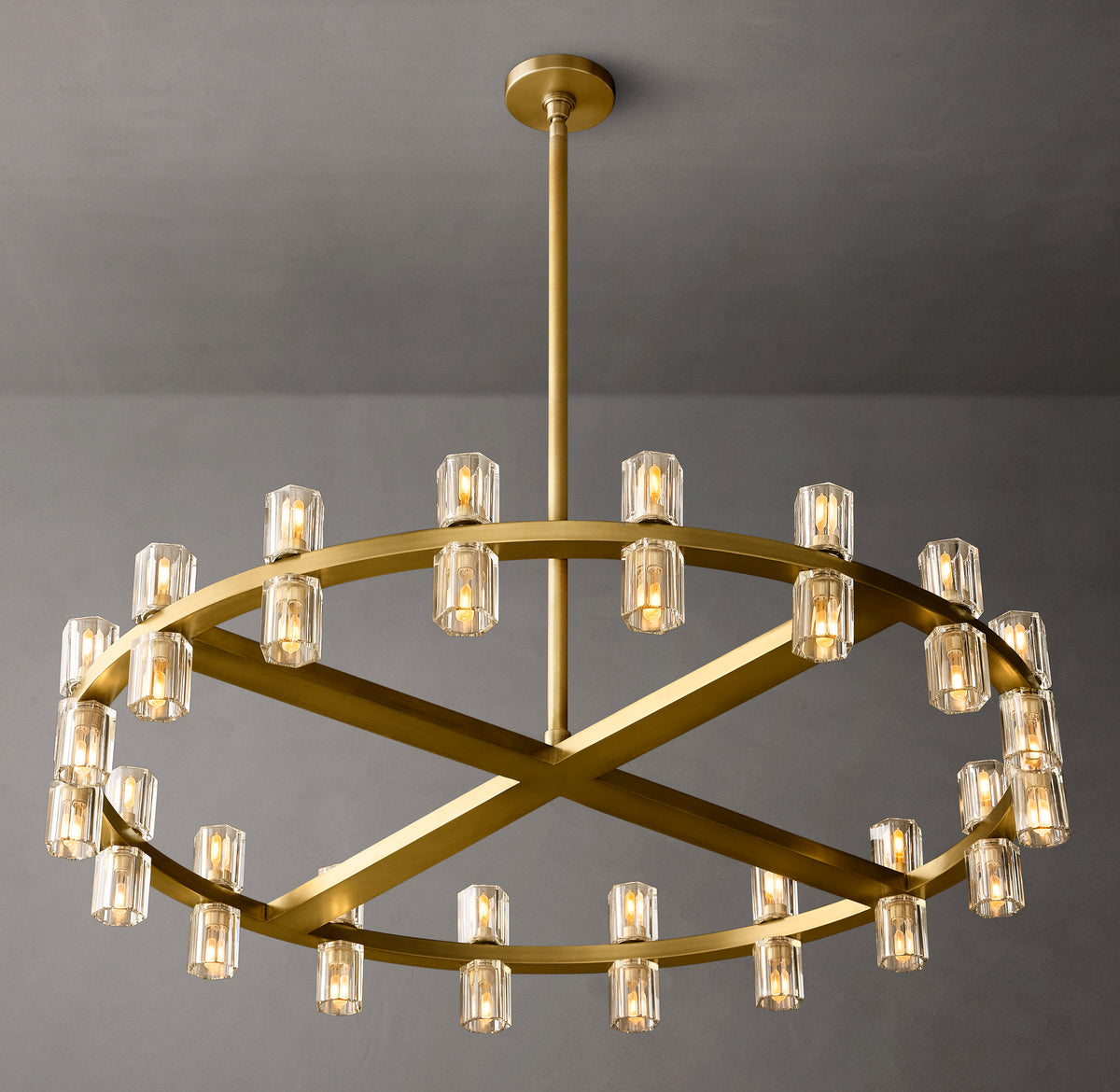 Artisan Arcachon LED Round Chandelier – 36" Lacquered Burnished Brass