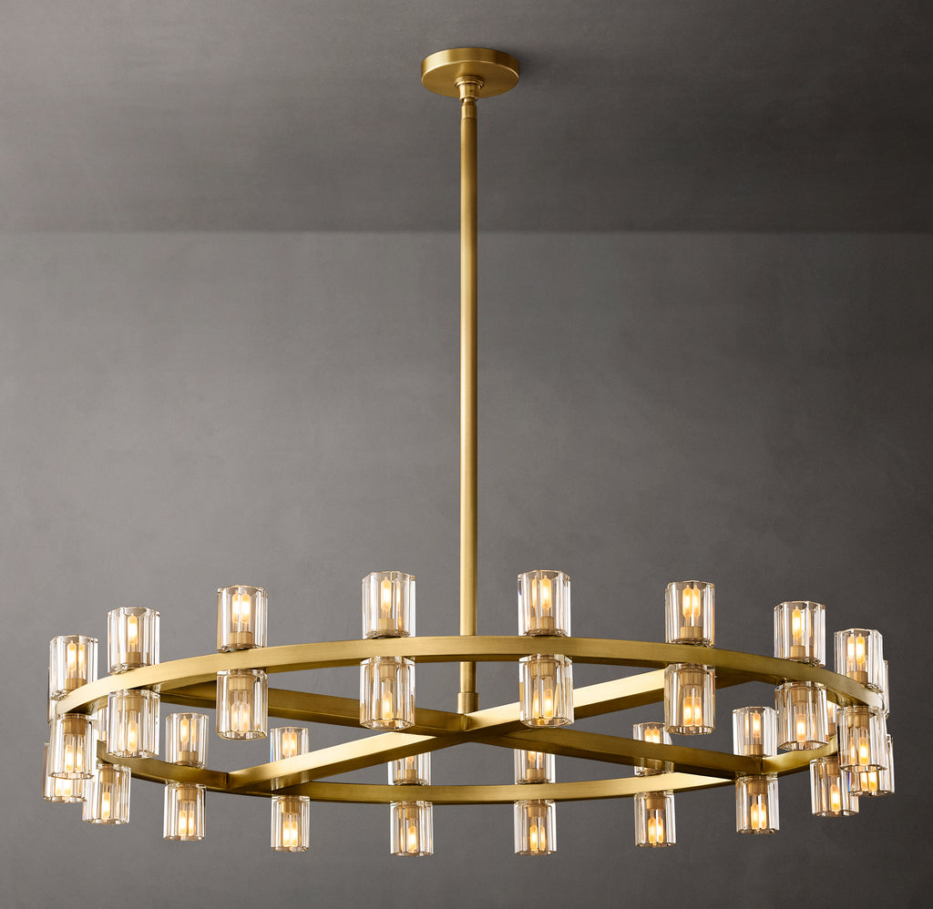 Artisan Arcachon LED Round Chandelier – 36" Lacquered Burnished Brass