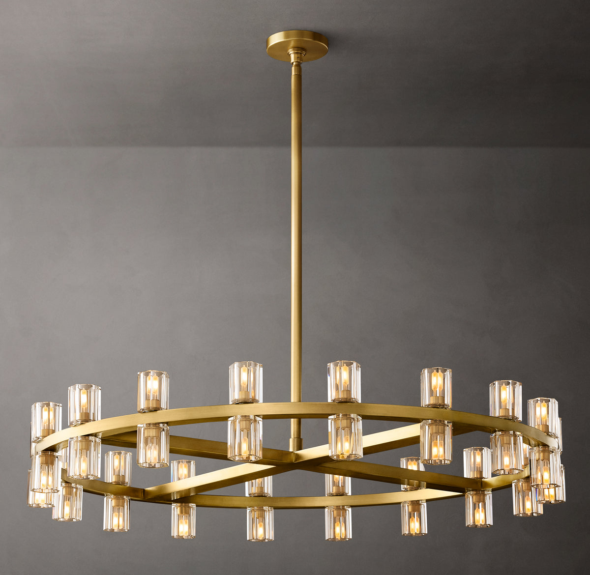 Artisan Arcachon LED Round Chandelier – 36" Lacquered Burnished Brass