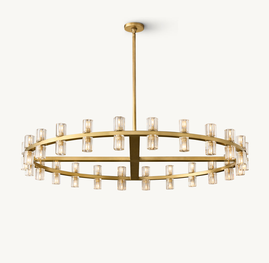 Artisan Arcachon LED Round Chandelier – 48" Lacquered Burnished Brass