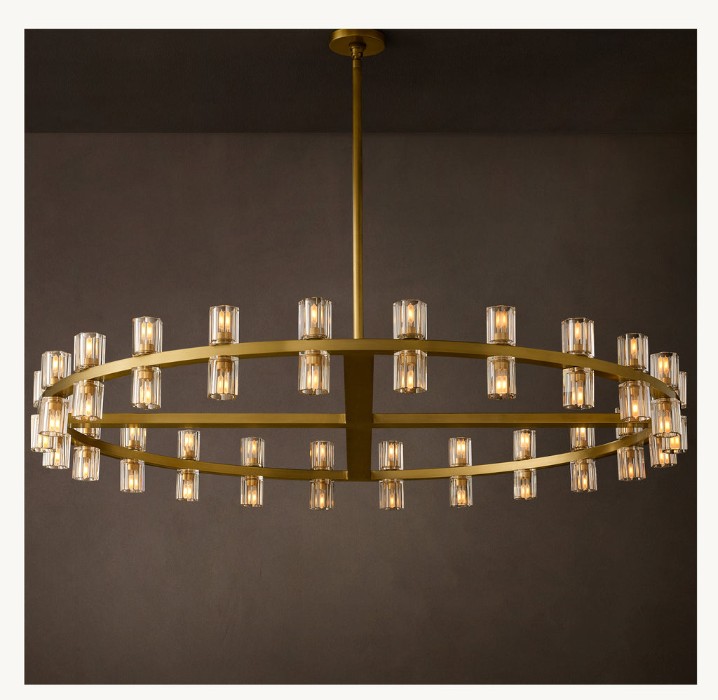 Artisan Arcachon LED Round Chandelier – 48" Lacquered Burnished Brass