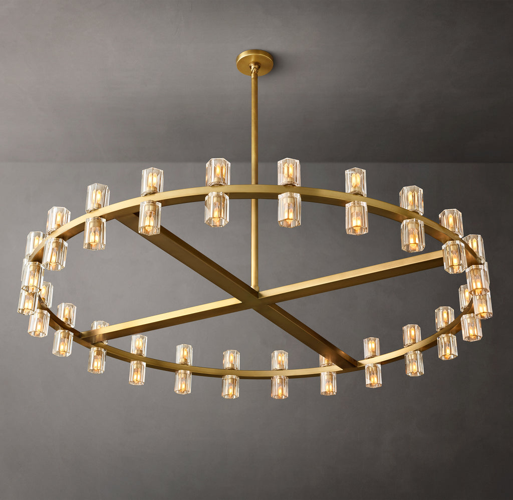Artisan Arcachon LED Round Chandelier – 48" Lacquered Burnished Brass