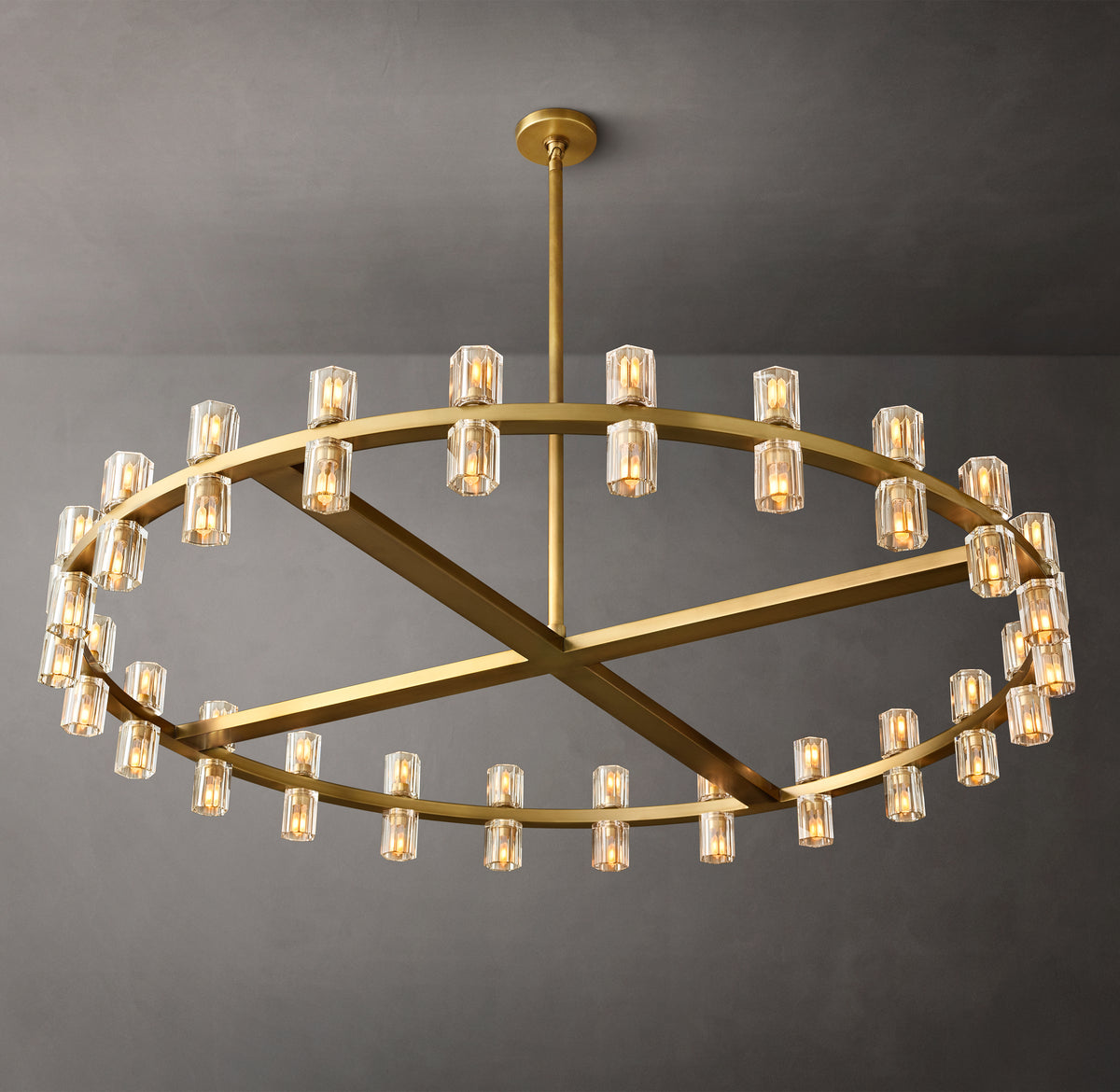 Artisan Arcachon LED Round Chandelier – 48" Lacquered Burnished Brass