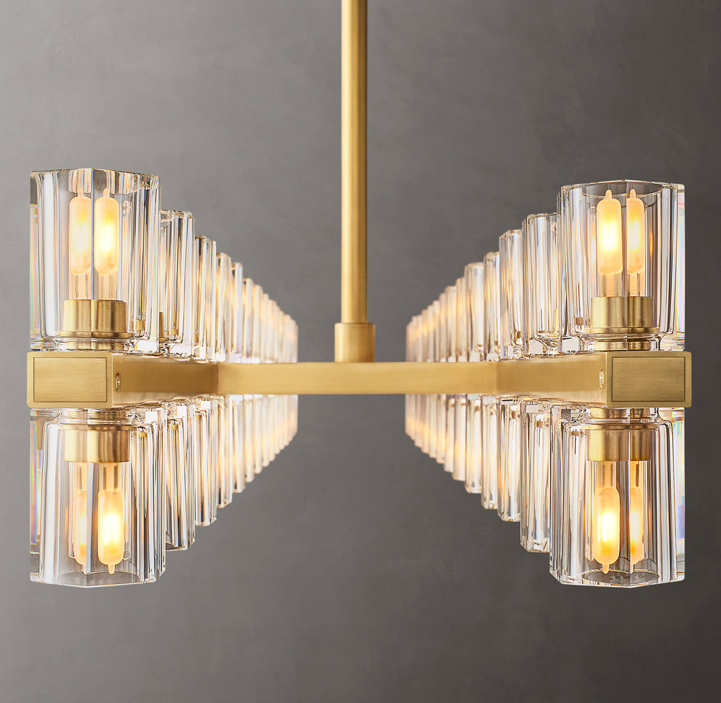 Artisan Arcachon LED Rectangular Chandelier – 54" Lacquered Burnished Brass