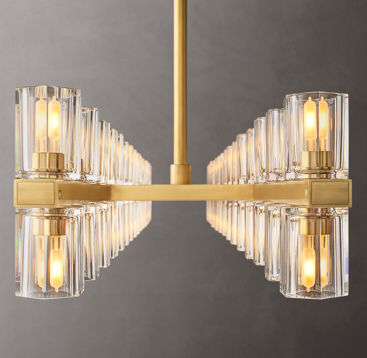 Artisan Arcachon LED Rectangular Chandelier – 54" Lacquered Burnished Brass