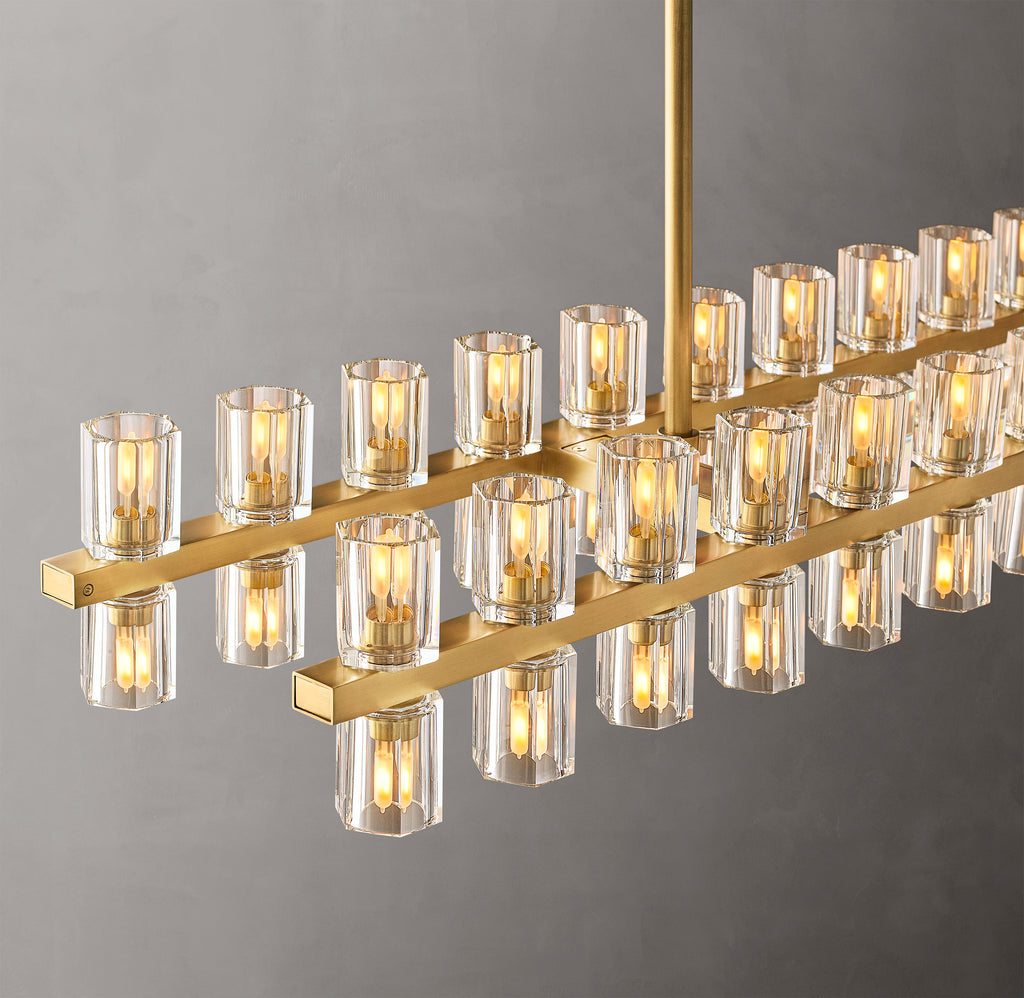 Artisan Arcachon LED Rectangular Chandelier – 54" Lacquered Burnished Brass
