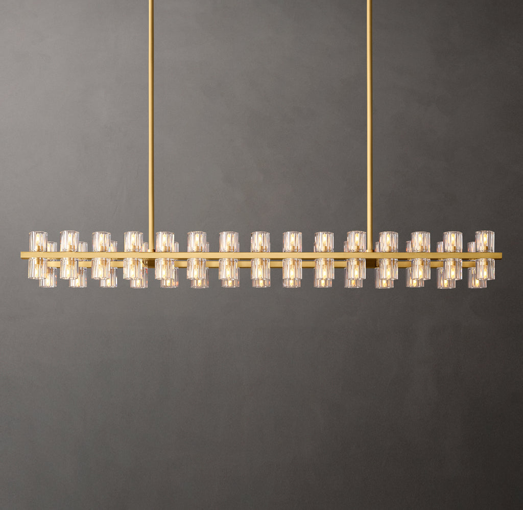 Artisan Arcachon LED Rectangular Chandelier – 54" Lacquered Burnished Brass
