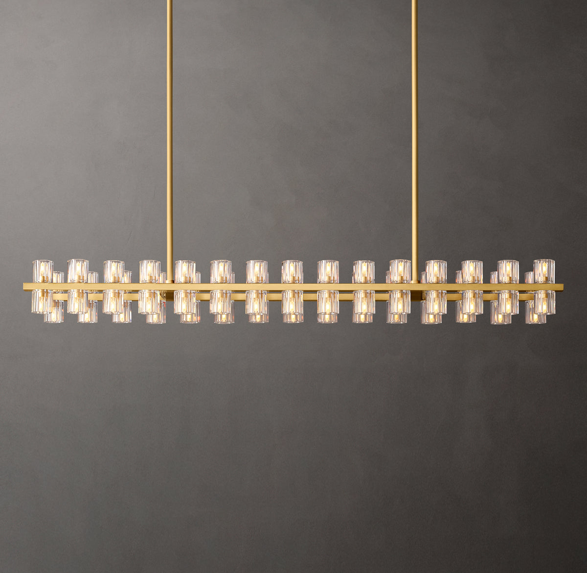 Artisan Arcachon LED Rectangular Chandelier – 54" Lacquered Burnished Brass