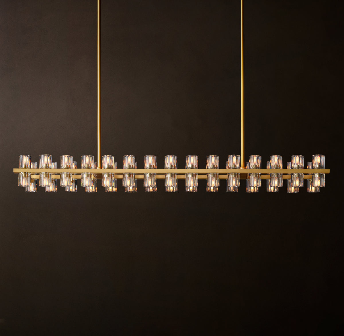 Artisan Arcachon LED Rectangular Chandelier – 54" Lacquered Burnished Brass
