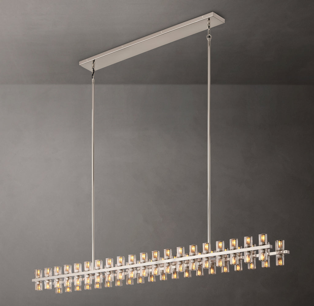 Artisan Arcachon LED Rectangular Chandelier – 72" Polished Nickel