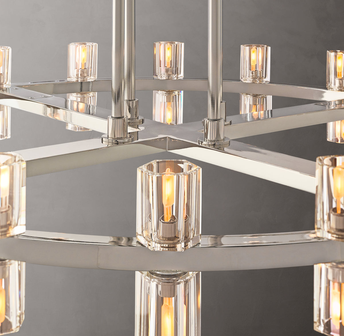 Artisan Arcachon LED Round Two-Tier Chandelier – Polished Nickel