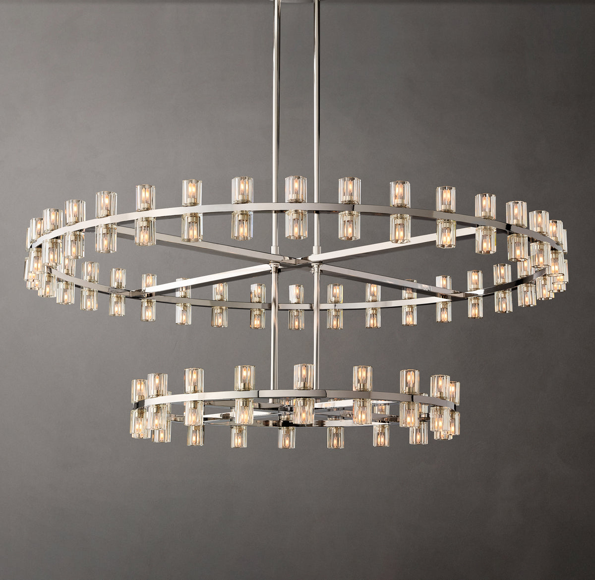 Artisan Arcachon LED Round Two-Tier Chandelier – Polished Nickel