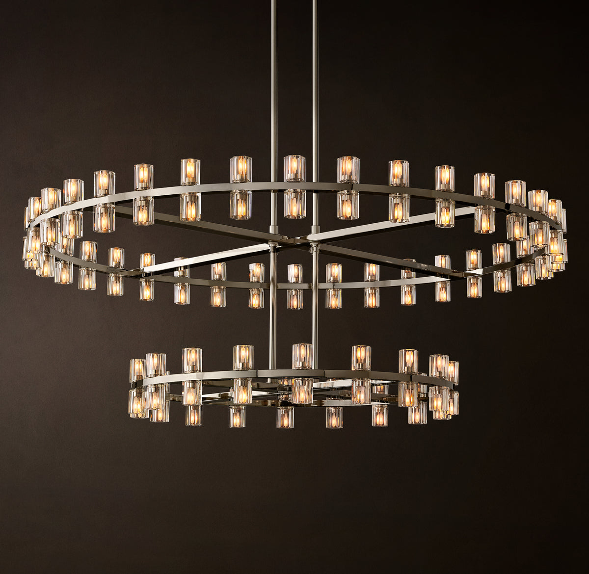 Artisan Arcachon LED Round Two-Tier Chandelier – Polished Nickel