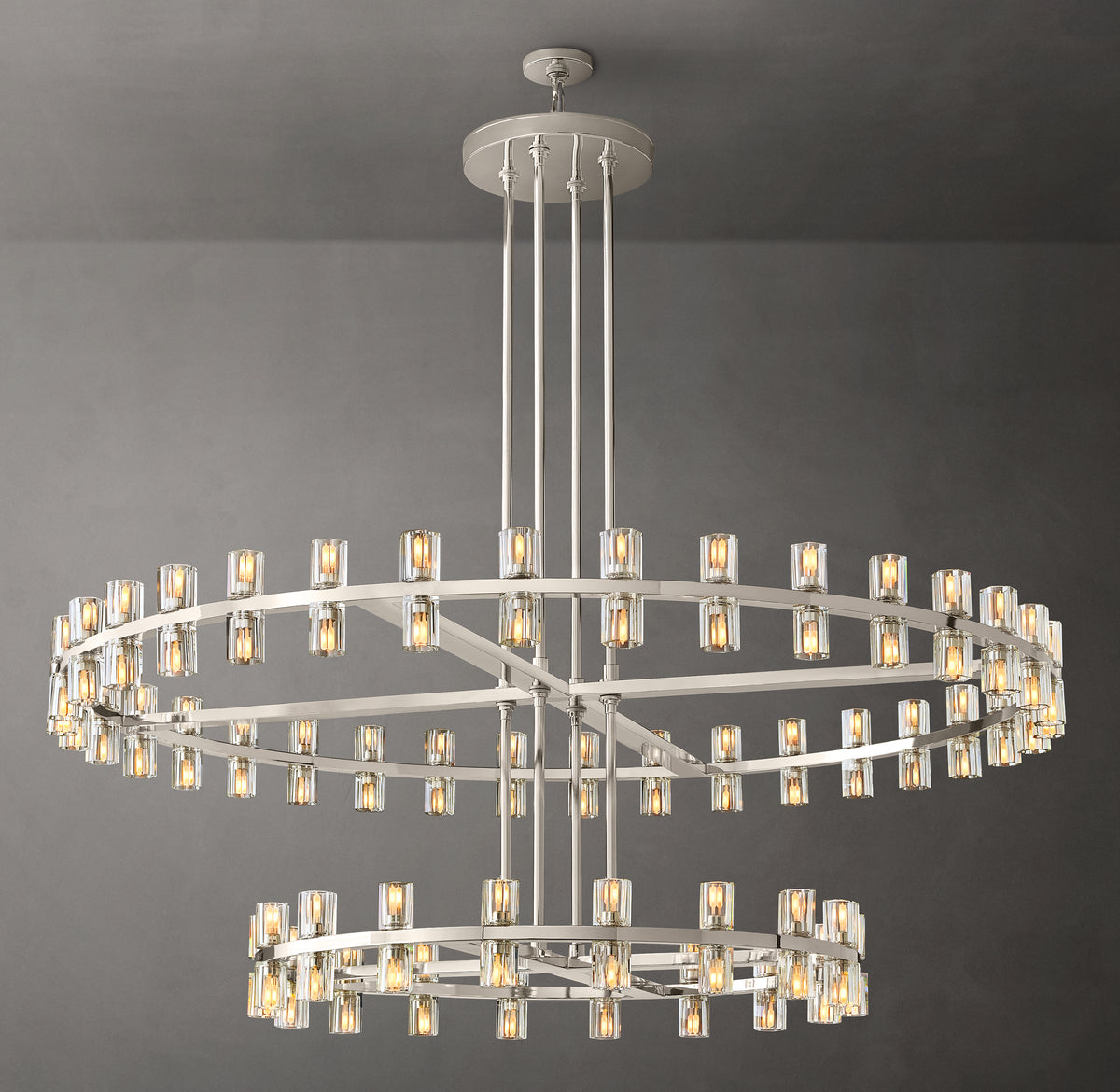 Artisan Arcachon LED Round Two-Tier Chandelier – Polished Nickel