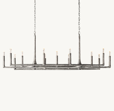 Artisan Thaddeus Linear Chandelier – 72" Forged Pewter