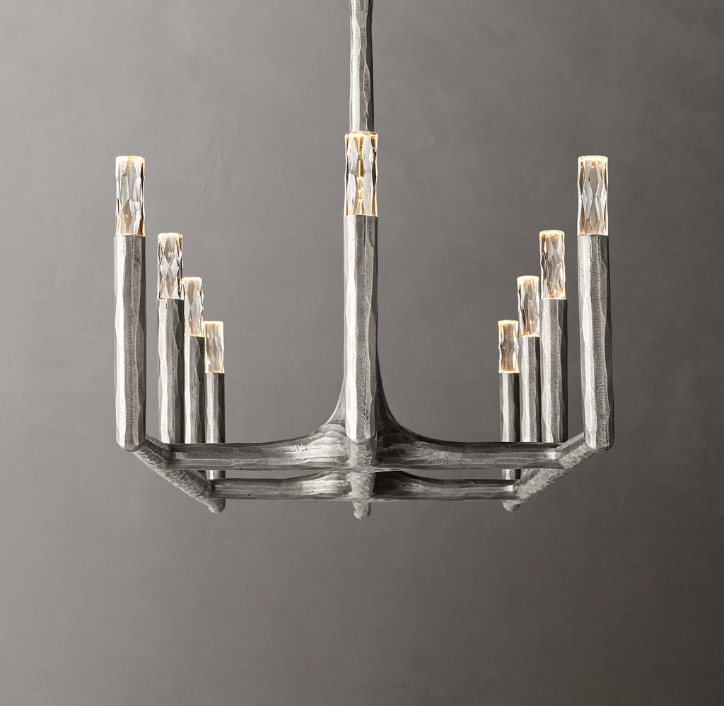 Artisan Thaddeus Linear Chandelier – 72" Forged Pewter