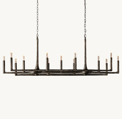 Artisan Thaddeus Linear Chandelier – 72" Forged Bronze