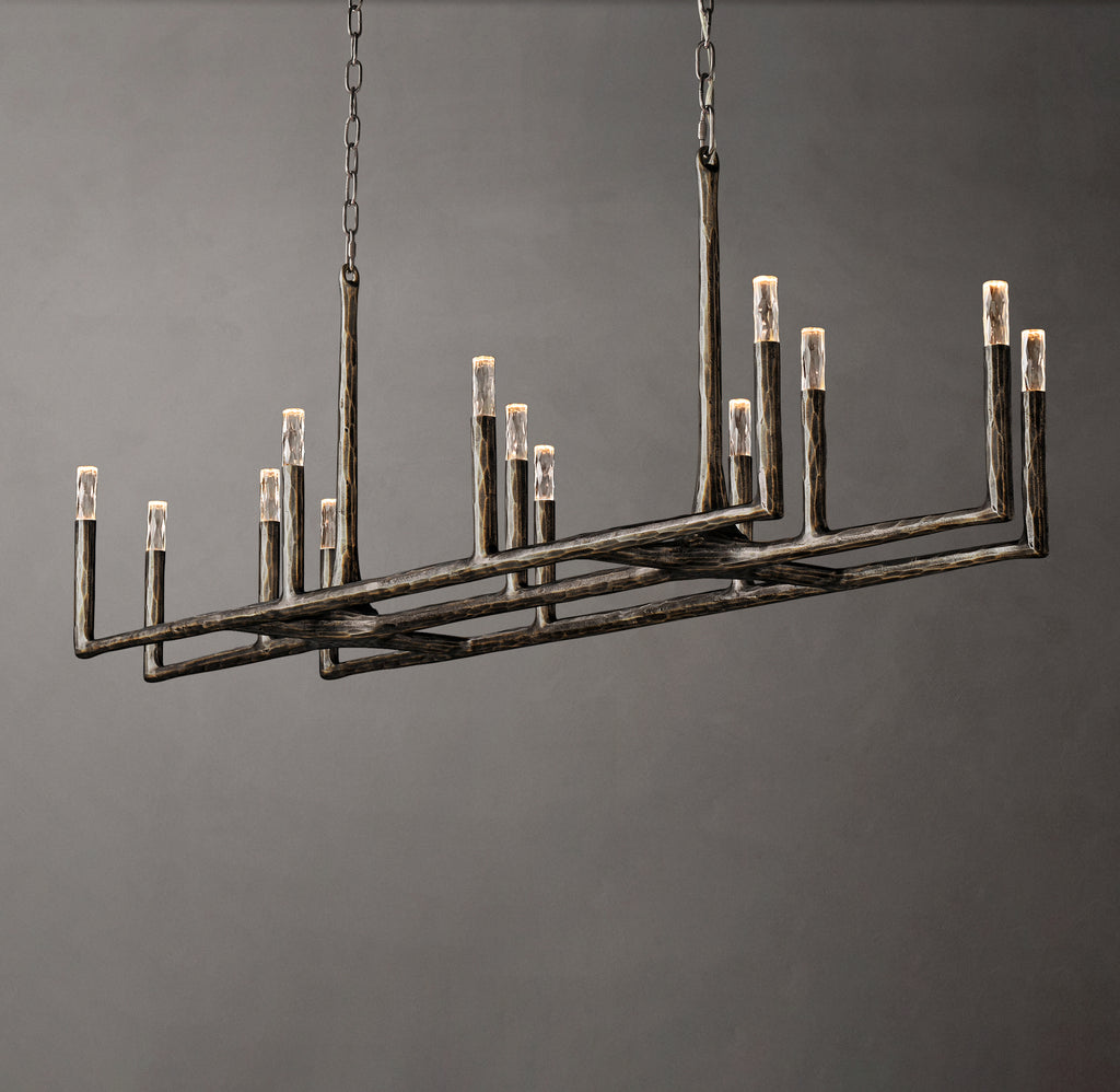 Artisan Thaddeus Linear Chandelier – 72" Forged Bronze