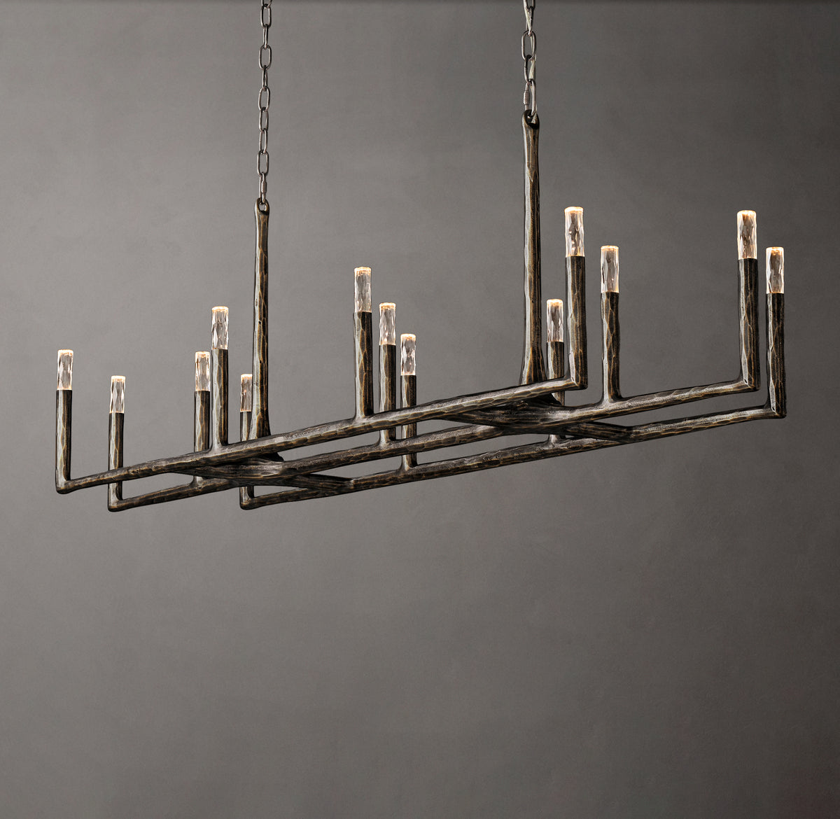 Artisan Thaddeus Linear Chandelier – 72" Forged Bronze