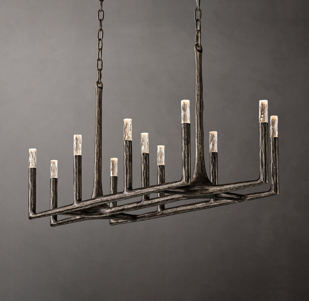 Artisan Thaddeus Linear Chandelier – 54" Forged Bronze